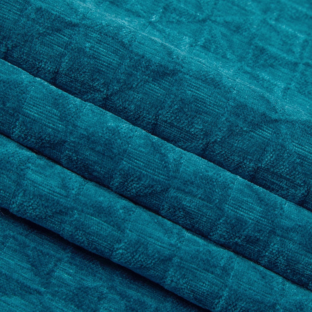 Peacock Blue Velvet Upholstery Fabric Textured Blue Velvet for