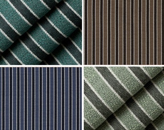 Jade Green Upholstery Fabric - Light Green Stripe Fabric for Furniture - Navy Blue Durable Fabric  - Dark Brown Stripe Fabric - SP 806