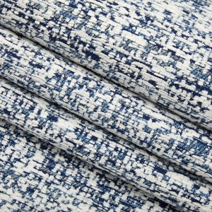 Blue Crypton Upholstery Fabric - Sapphire Blue Chenille Performance Fabric for Furniture - Blue White Stain Resistant Fabric - SP 1046