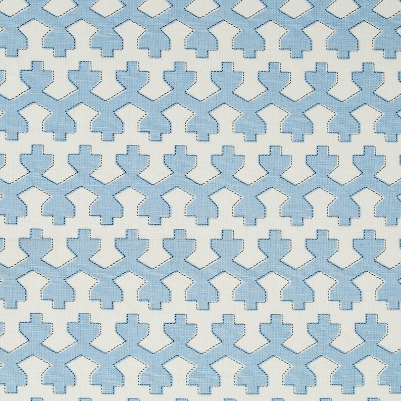 Light Blue Upholstery Fabric Contemporary Blue Geometric Etsy