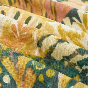 Teal Orange Upholstery Fabric - Multicolored Abstract Fabric for Drapery and Pillows - Modern Gold Blue Fabric for Furniture - SP 265