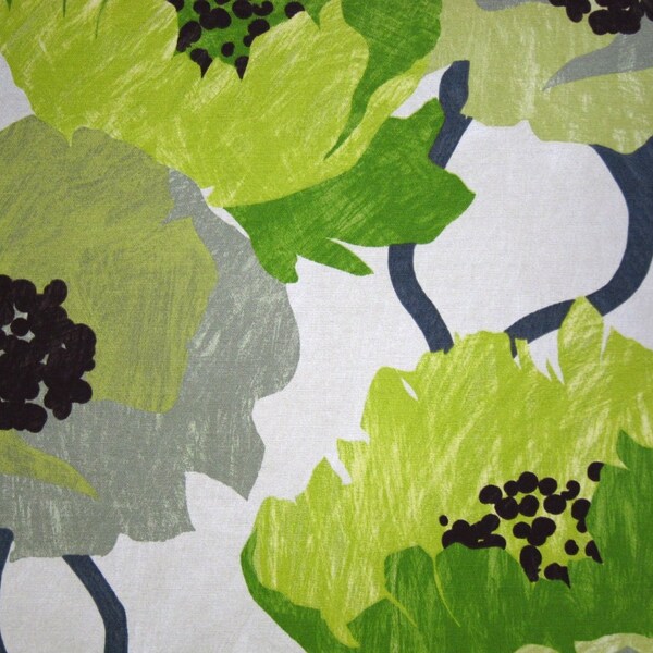 Lime Green Floral Fabric - Contemporary Floral Large Scale Design - LAST YARD AVAILABLE