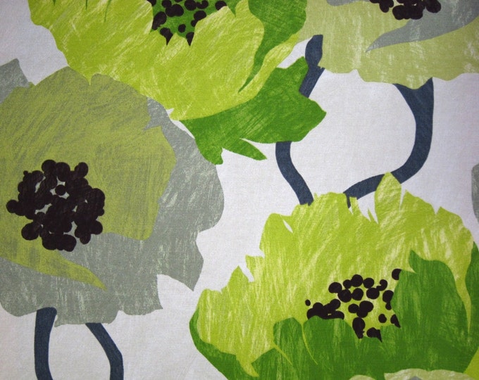 Lime Green Floral Fabric Contemporary Floral Large Scale Design LAST