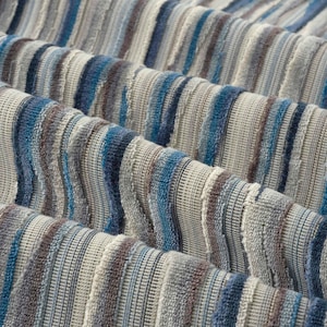 Navy Blue Velvet Upholstery Fabric - Dark Blue Raised Velvet for Furniture - Blue Geometric Velvet Fabric for Sofas and Chairs - SP 272