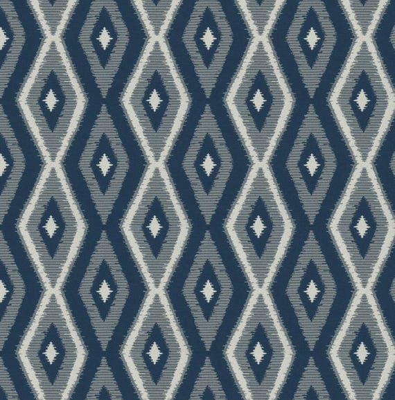 Navy Grey Geometric Upholstery Fabric for Furniture Durable Etsy