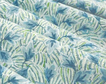 Blue Green Upholstery Fabric - Blue Fabric with Leaves for Furniture - Durable Multicolored Fabric for Chairs + Pillows + Sofas - SP 462