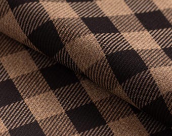Black Plaid Upholstery Fabric - Stain Resistant Brown Checked Furniture Fabric - Black Brown Material for Upholstery - SP 565