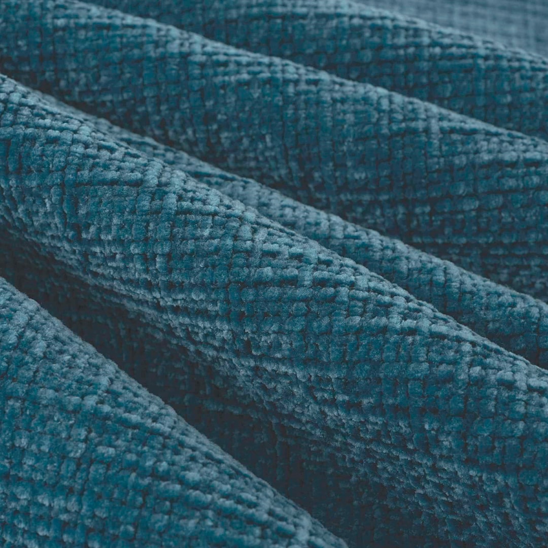 Peacock Blue Upholstery Fabric Solid Blue Textured Chenille Fabric for