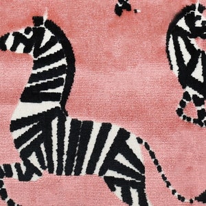 Pink Velvet Upholstery Fabric with Black and White Zebras Modern Animal Velvet Fabric for Furniture Pink Animal Velvet SP 1240 image 2