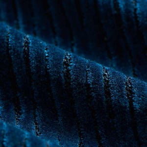 Navy Blue Raised Velvet Stripe Upholstery Fabric - Velvet Fabric for Furniture - SP 866