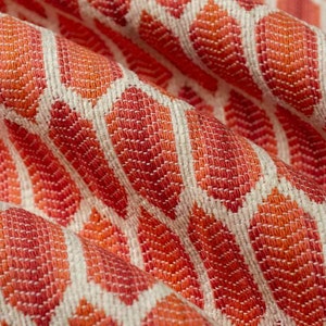 Orange Geometric Upholstery Fabric - Durable Pink Orange Crypton Fabric for Furniture - Coral Orange Diamond Upholstery Fabric SP 251