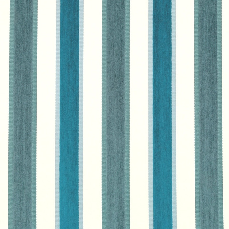 Blue Velvet Stripe Custom Roman Shades Peacock Blue Velvet Stripe Upholstery Fabric for Furniture Modern Custom Blue Velvet Pillow