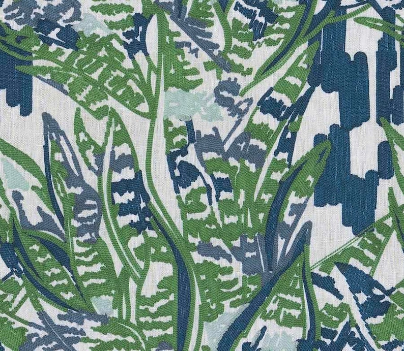 Blue Green Embroidered Fabric Robins Egg Blue Embroidered Etsy