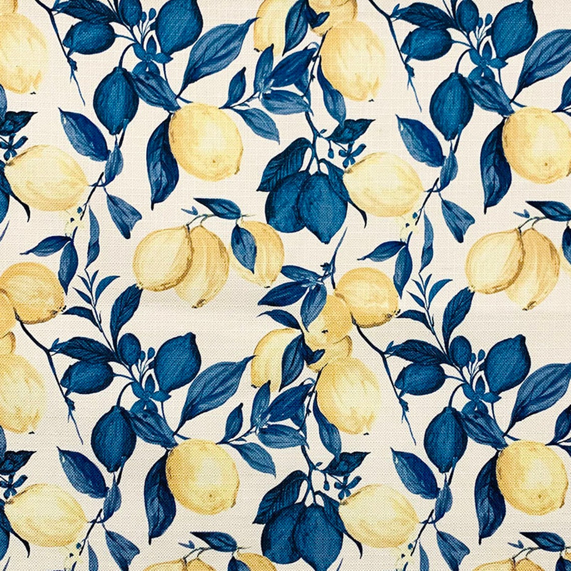 Blue Yellow Upholstery Fabric Modern Blue Fabric With Yellow Etsy