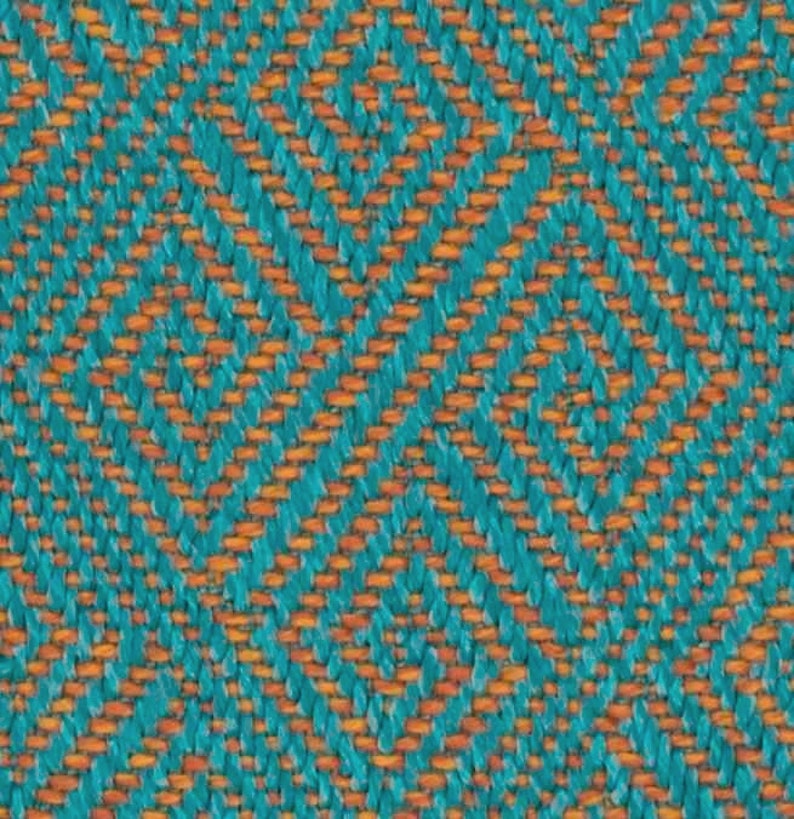 Turquoise Geometric Upholstery Fabric Durable Turquoise Etsy