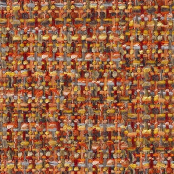 Red Grey Tweed Upholstery Fabric - Stain Resistant Orange Woven Fabric for Furniture - Durable Performance Fabric for Upholstery - SP 203