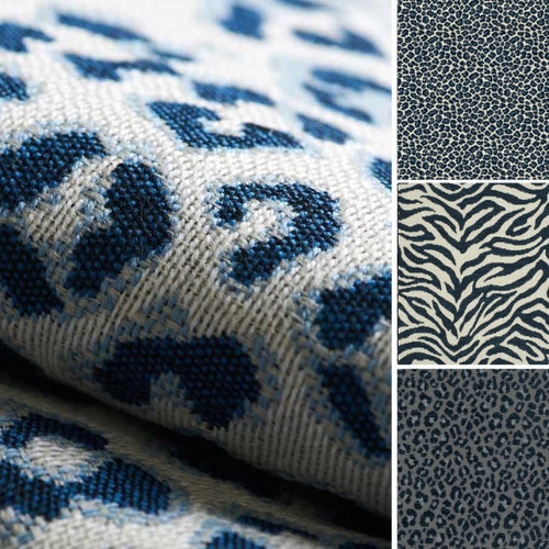 Navy Blue Animal Upholstery Fabric for Furniture Exotic Etsy