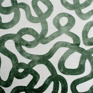 Green Velvet Upholstery Fabric for Furniture - Green Abstract Raised Velvet Fabric - Contemporary Green Velvet for Chairs - SP 6049