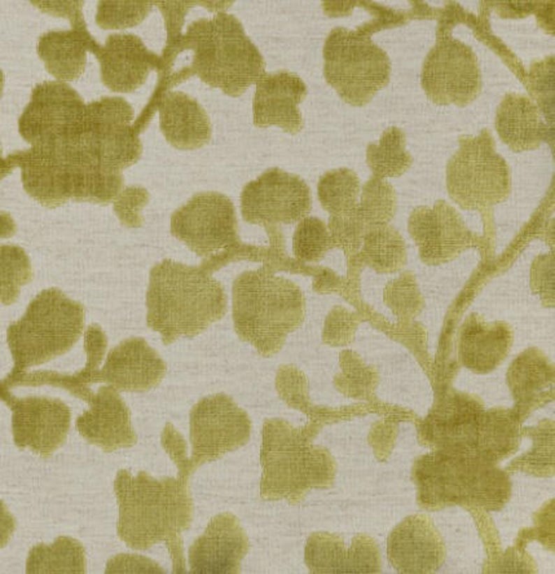 Chartreuse Floral Velvet Upholstery Fabric Raised Velvet Etsy