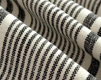 Black White Upholstery Fabric - Black White Striped Fabric for Furniture Upholstery - Black White Striped Curtain Fabric - SP 409