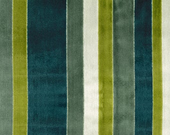 Teal Chartreuse Velvet Upholstery Fabric - Modern Velvet Stripe Fabric for Furniture - Chartreuse Velvet - Teal Chartreuse Fabric - SP 4136