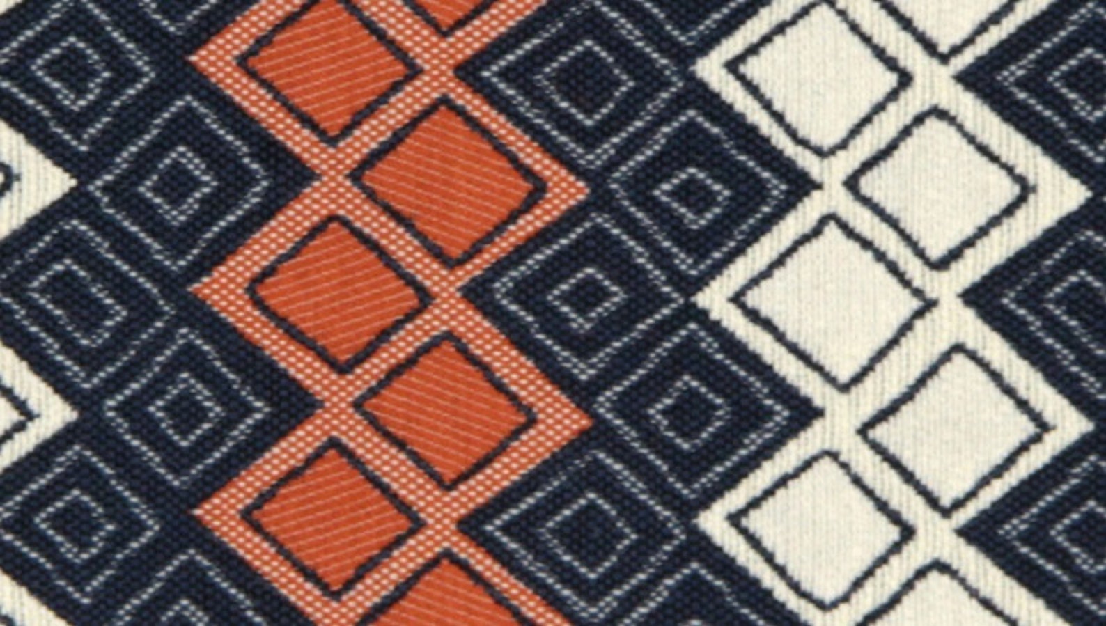 Navy Blue Orange Upholstery Fabric Heavyweight Woven Blue Etsy