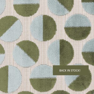 Light Blue Velvet Upholstery Fabric - Geometric Olive Green Fabric for Furniture - Light Blue Green Velvet Heavy Duty Velvet - SP 7828