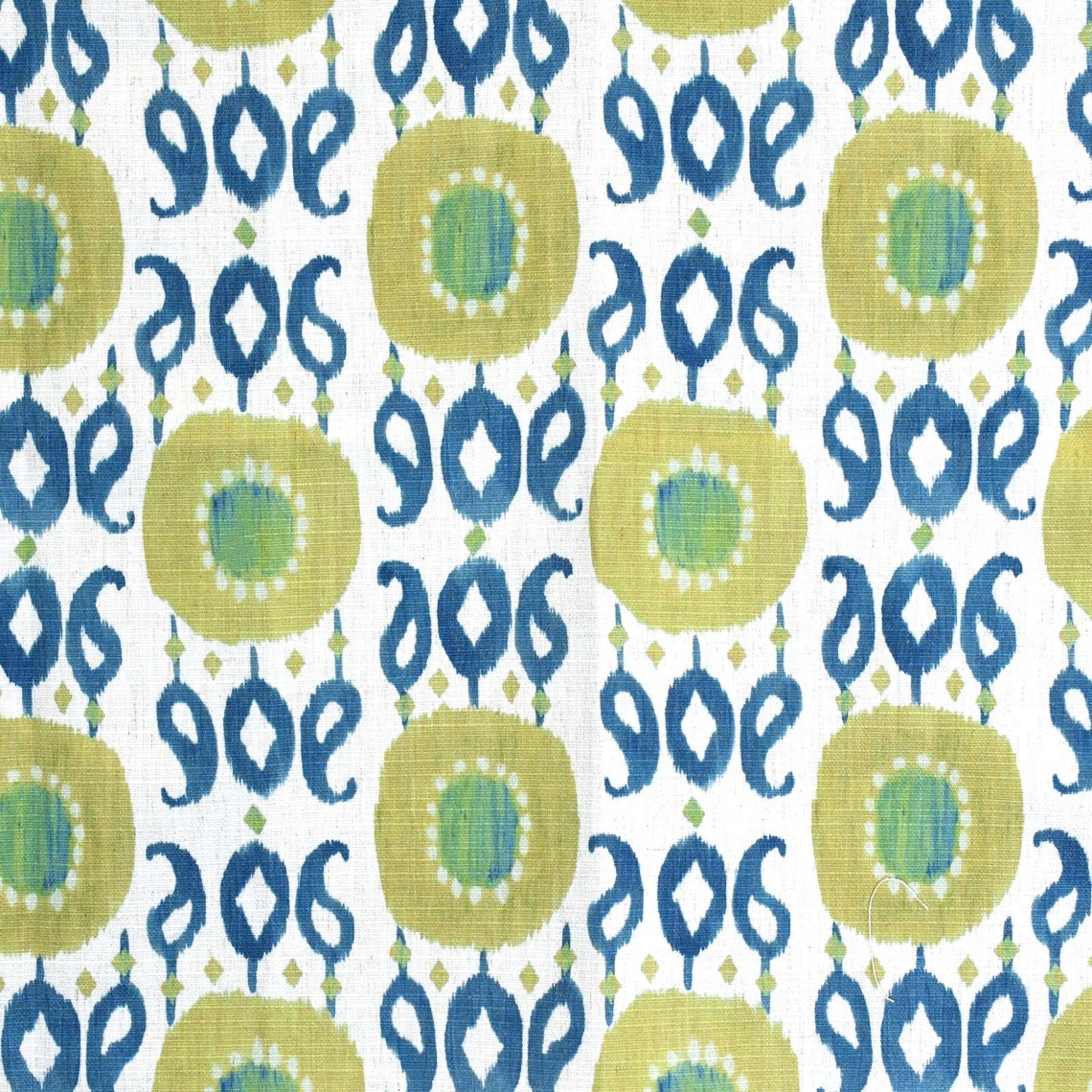 Chartreuse Ikat Upholstery and Drapery Fabric Modern Blue Etsy