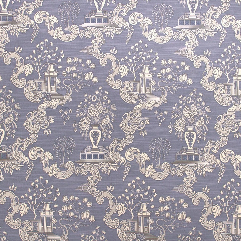 Lavender Toile Upholstery Fabric Purple and White Asian Etsy