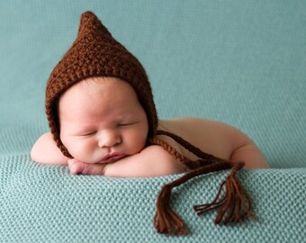 Baby gnome hat 30 colors crochet winter elf hospital bonnet coming home outfit newborn boy photo prop shower gift larger sizes dark brown