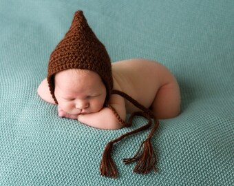 Baby elf hat 30 colors boy & girl hospital gnome bonnet for coming home outit photo prop cute shower gift newborn - womens sizes dark brown