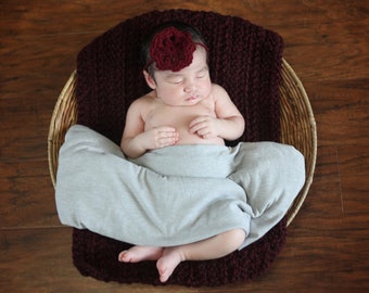 Newborn photo prop blanket 39 colors chunky crochet bump layer for baby girl & boy photos knit basket stuffer bucket filler dark red wine