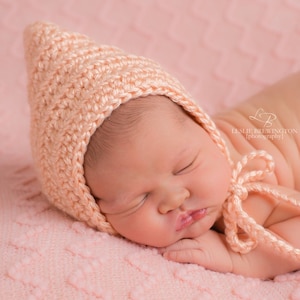 Baby girl gnome hat 46 colors pixie elf hospital bonnet for winter coming home outfit shower gift newborn photo prop larger sizes peach