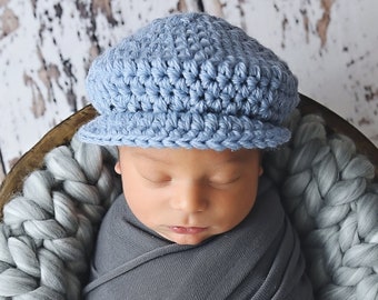 Baby boy hat 36 colors crochet newsboy winter hopital cap for coming home outfit newborn photo prop larger sizes shower gift light blue