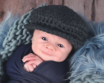 Newborn baby boy hat 36 colors Irish newsboy winter hospital cap for coming home outit photo prop shower gift larger sizes graphite gray