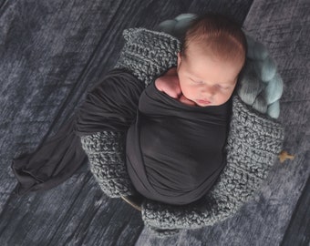 Newborn bump blanket 70 colors baby girl & boy photography photo prop chunky crochet wrap knit blankie filler stuffer layer slate gray