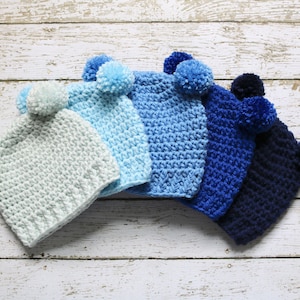 Newborn baby hat 39 colors mini pom bear ear winter hospital beanie for winter coming home outfit gender neutral girl boy white gray black image 4