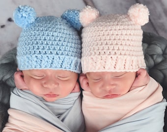 Newborn hats 39 colors baby girl & boy mini pom bear ear winter hospital beanie for coming home outfit shower gift photography photo props