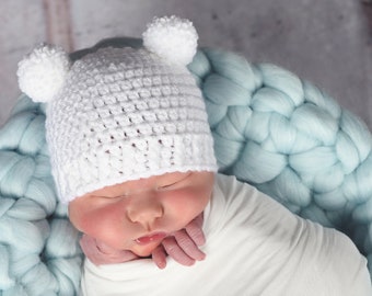 65 colors newborn baby boy hat crochet hospital beanie for coming home outfit unique shower gift photo prop for photography bear pom white
