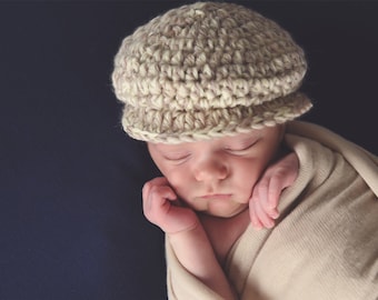 Newborn baby boy hat 49 colors Irish wool newsboy hospital cap for coming home outfit photo prop shower gift larger sizes for him tan cream