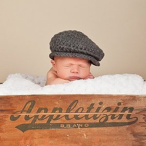 Baby boy hat 36 colors Irish wool golf newsboy hospital cap for coming home outfit newborn photography photo prop charcoal gray dark grey