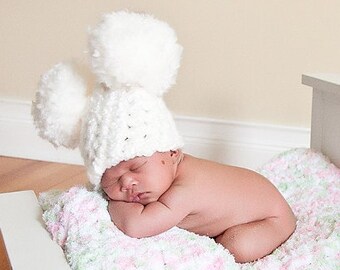 Gorro de bebê gigante com 32 cores, gorro de hospital de inverno para meninos e meninas, roupa para recém-nascidos, adereço para foto, presente de chá de bebê, tamanhos maiores, branco