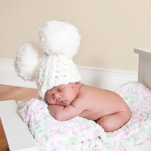 32 colors baby hat giant pom winter hospital beanie for boy & girl coming home outfit newborn photo prop shower gift larger sizes white