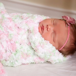 14 colors newborn baby girl blanket pink white mint green soft fluffy chunky crochet crib bedding knit photo shoot prop baby shower gift
