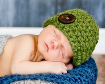 70 colors baby boy hat with wood button hospital beanie for coming home outfit newborn Christmas photo prop unique shower gift green