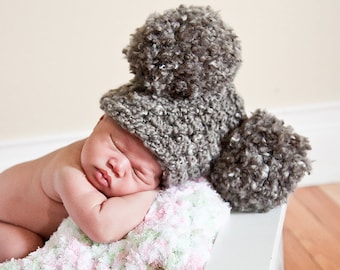 Giant pom baby hat 18 colors hospital beanie coming home outfit newborn boy photography Mickey Mouse photo prop larger sizes charcoal gray
