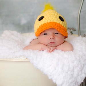 Rubber ducky baby hat yellow orange newborn girl or boy bathtub duck hospital beanie bathtime photography photo prop cute Easter shower gift