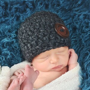 Newborn hat 70 colors baby girl wood button hospital beanie for coming home outfit photo prop shower gift dark charcoal gray silver sparkle