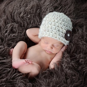 Baby boy hat 70 colors crochet wood button winter hospital beanie for coming home outfit newborn photo prop gender neutral shower gift wheat