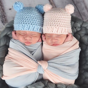 Gorro de hospital para bebês, 65 cores, para meninos e meninas, roupa para recém-nascidos, adereços para fotos, mini pompom, orelhas de urso, presente exclusivo para chá de bebê